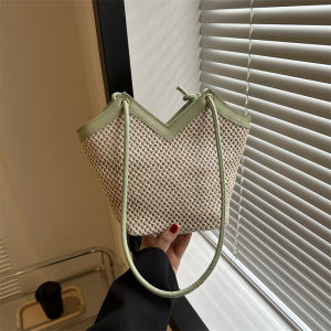 กระเป๋าทอร์ต์ถักไผ่ขนาดใหญ่สำหรับผู้หญิง 2023 กระเป๋าสะพายไหล่แบบลำลอง กระเป๋าถือสำหรับเด็กนักเรียน สไตล์เกาหลี