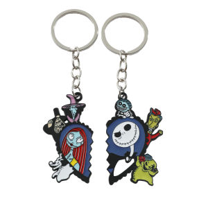 Bandai | the Nightmare before Christmas Keyrings - Cartoon Heart Sally & Jack Skellington Key Chains - Friends Backpack Ornament