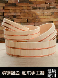 Korean Style Tableware Sushi Bibimbap Wooden Basin Commercial Wooden Rice Bowl Sushi Rice Ball Sashimi Barrel Japanese Cuisine Platter
