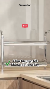 Kệ để chén bát VERIGOO chất liệu khung inox 304 thiết kế 2 tầng có khay hứng nước dùng để ở nhà bếp dễ dàng tháo lắp