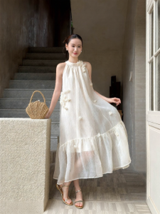 XXNING | Đầm Maxi Thiết Kế Hoa 3D Phong Cách Pháp Ngọt Ngào và Elegance