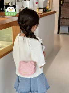 กระเป๋าสะพายข้างลายแมวสุดน่ารักสำหรับเด็ก กระเป๋าสะพายข้างแบบสะพายข้างสำหรับเด็กผู้หญิง อเนกประสงค์ สไตล์เจ้าหญิง กระเป๋าสะพายข้างสุดน่ารัก