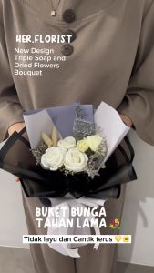 HER.FLORIST [NEW] Graduation Bouquet Triple Soap and Dried Flower Bouquet / Buket Graduasi 3 Bunga Sabun Bunga Kering Bunga Artificial/ Buket Bunga untuk Guru