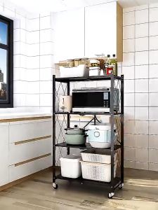 Kệ Sắt KỆ BẾP Kệ Gấp Gọn để lò vi sóng Kệ Để Đồ Đa Năng 3/4/5 tầng sơn tĩnh điện cao cấp