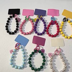 Colorful Love Heart Bead Phone Charm Strap Cute Anti-Lost Lanyard Pendant for Backpack Phone Case Accessories