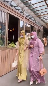 Batik Couple Gamis Brokat RAYYA 2 in 1 Baju Pasangan Kondangan Lebaran Tunangan Modern Seragam bridesmaid Terbaru