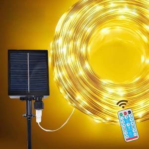 1PC 20M/30M/50M/100M Solar Cord String Light with 8-Mode Remote Control Used for Garden Courtyard and Party Decoration