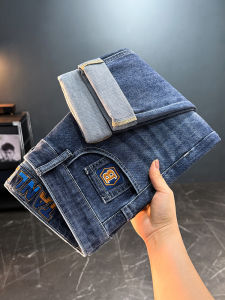 Mens Straight Leg Jeans Summer New Style Fashionable Slim Fit Washed Long Trousers Versatile Casual Cotton Denim Jeans