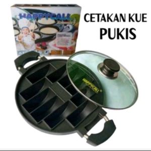 CITAKAN KUE  PUKIS  TEFLON HAPPY CALL & HAPPY FUN  10 LUBANG ANTI LENGKET MUDAH DI BERSIHKAN DILENGKAPI TUTUP KACA YANG TAHAN TERHADAP PANAS