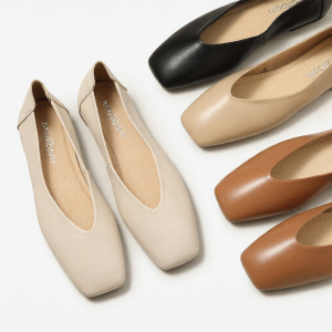 MIOLLIBARN | Easy-to-wear Square-toe Soft Sheepskin Flat Shoe