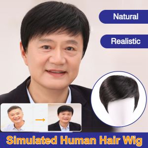 Middle-Aged Man Wig Handmade Wig Seamless Invisible Natural Hairband Breathable Comfortable