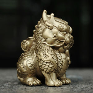 Pure Copper Kirin Desktop Ornament Handmade Blessing for Study Leader Elder Daily Gifts New Chinese Style Decorative Figurine