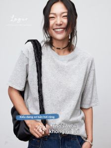 Lagur | Áo Thun Linen Tự Làm Mát Form Rộng Cổ Tròn Màu Đơn