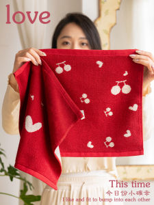 Khăn Vuông Nhỏ Bằng Cotton Mềm Mại Hình Trái Tim Dâu Tây Cổ Điển Dùng Để Lau Tay Cho Nữ Khăn Lau Mặt Cưới Khăn Lau Tay Dùng Tại Nhà Hấp Thụ Nước