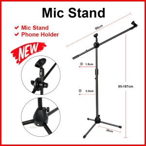 Microphone Stand Adjustable Mic Stand Holder Murah / Mobile Phone Table Clip Holder Stand | Adjustable Kaki Microphone Batang Mikrofon 麦克风架 配件