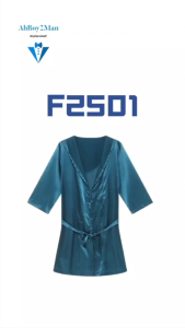 Mens Bathrobe : Silky Night Robe with Hoodie (Fankazi F2501)