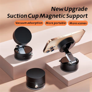 360° Degree Adjustable Vacuum Suction Cup Double-sided Magnetic Mobile Phone Holder Foldable For Magsafe Lazy Car Suction Cup Holder