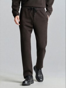 Mens Knit Pants Casual Versatile Solid Color Night Brown