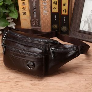 Nam Da Thật Chính Hãng Da Eo Hông Túi Retro Da Tự Nhiên Đeo Ngang Ngực Hông Bum Dây Túi Cổ Du Lịch Ví