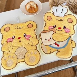 Cute Little Bear Hand Towel Kitchen And Bathroom Wiping Cloth Double-Layer Thick Household Absorbent Quick Drying Towel