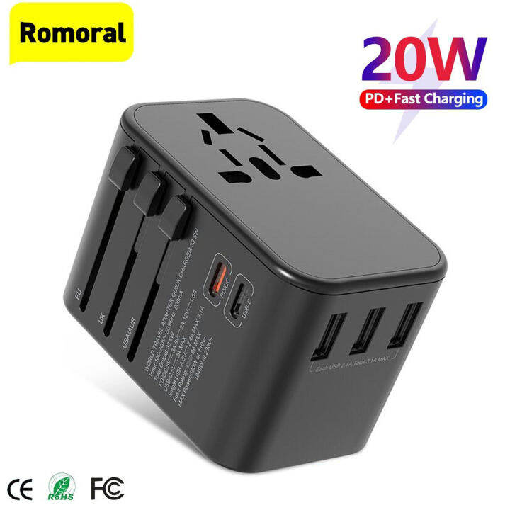 Universal Travel Adapter Plug PD20W QC3.0 Fast Charging USB Type-C 110V ...