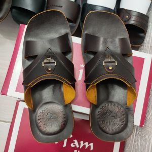 SANDAL KULIT PRIA DR. IAM 4045 COKLAT ( PRODUKSI SENDIRI )