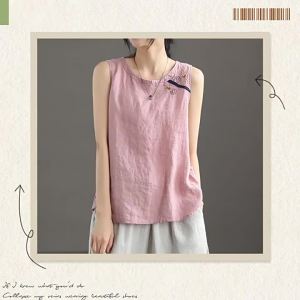 QIAOXIZI | Summer Cotton Linen Halter Top Loose Fitting Slimming