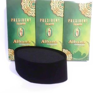 Songkok Full AC Nasional Peci Kopiah Bludru Hitam Polos Berkualitas - President / Assyfa / As-Syabab - Bludru Contessa - Hitam FULL AC - Tinggi 9cm - Size 1-10 (Grosir Peci)