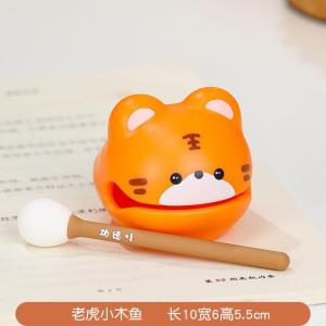 Cute Office Desk Decorative Stress Relief Toy Percussion Instrument Female Model Cartoon PVC Black Color Heartwood Fish