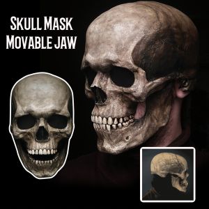 Full Head Skull Mask Skeleton Mask Halloween Costume Horror Evil Call Of Duty Mask Cosplay With Movable Jaw Helmet Dropshipping