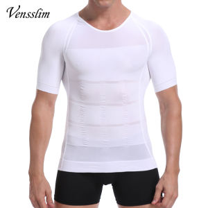Vensslim Men Body Shaper T-Shirt Slimming Corrective Posture Belly Control Tops Compression Man Waist Trainer Underwear Corset