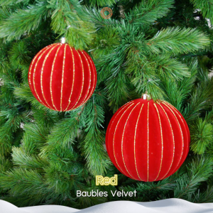 ลูกบอลคริสต์มาสกำมะหยี่ Red - Bauble Velvet | Ø 15 cm.