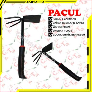 Central Tools 21 - Alat Berkebun Pacul Garuk Mini 2 Fungsi Cangkul Mini Besi Lapis Karet Pacul Mini