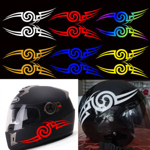 2PCS Motorcycle Helmet Reflective Sticker Personalized Motorcycle Vinyl Waterproof Sticker