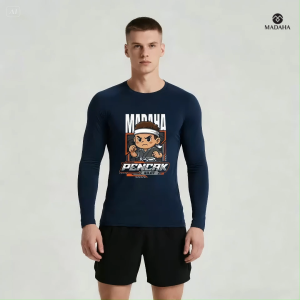 Madaha Kaos Baju Lengan Panjang Dry fit Jersey Olahraga Pencak silat Tunggal