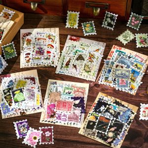50 sheets Philatelic museum series Postage stamp theme stickers Scrapbooking Material handmade Diary Album Junk Journal Supplies
