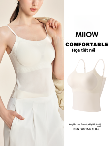 MiiOW | Áo ba lỗ không tay cổ vuông một mảnh cho nữ mùa hè Áo ba lỗ không dây có đệm ngực Áo lót bên trong Áo khoác ngoài phong cách cổ điển