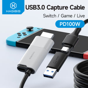 Hagibis USB 3.0 Type-C การ์ดบันทึกวิดีโอ USB-A/Type-C สายจับภาพวิดีโออินเทอร์เฟซแบบคู่ PD ชิป100Wms2130สำหรับ PS4/5 Xbox สวิตช์กล้องถ่ายทอดสดเปลี่ยนเป็น HDMI อุปกรณ์ Usb วิดีโอเกมคอมพิวเตอร์ Ns
