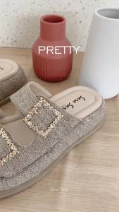 Sara Sara Pretty Sandal Selop Wanita Elegan Berhias Gesper Berlian dengan Motif Jingga - Tinggi 4cm