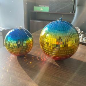A Set of Colorful Gradient Reflective Glass Mirror Reflective Balls Mosaic Laser Balls Disco Foam Balls Carnival Party Decorations Holiday Decorations Birthday Decorations