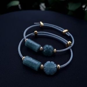 Q101 Vòng lu thống cỏ 4 lá Lam Ngọc ko kén mệnh - Phong Thủy TUDO