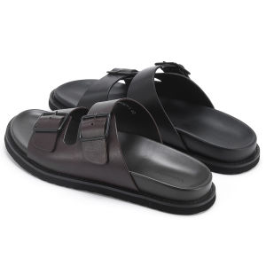 Source Factory Mens Sandals Non-slip Calf Leather Slides Men Beach Slippers Ourdoor Shoes