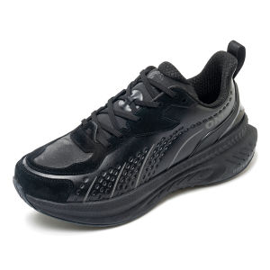 ONEMIX Winter Running Shoes for Men Leather Warm Sport Shoes Wear-resistant Female Jogging Training Shoes Black Walking Sneakers