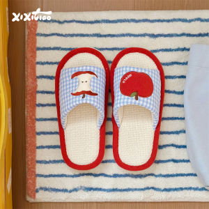 Comfortable Home Slippers for Women Red  Pattern Air Conditioned Room Soft Bottom Floor Shoes Absorbent Sweat Daily Casual