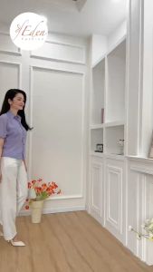 Kiểu Cổ Sơ Mi Phối Túi Thời Trang Eden - ASM236