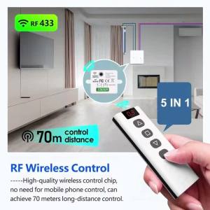 kebidumei | KEBIDUMEI Tuya WiFi RF433 Curtain Switch for Electric Roller Shutter Control Module 5-in-1 Remote Work with Alexa Google Home