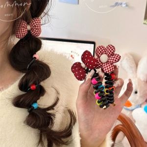 2025 New Polka Dot Heart Shaped Hair Ties Bubble Braid Hair Bands Womens Telephone Line Tail Braid Head Ropes Fashion Accessories