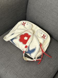 Retro Embroidered Saddle Bag Soft Surface Single Shoulder Crossbody Bag Floral Pattern Casual Youth Handbag Korean Style