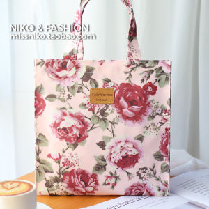 Retro Luxury Waterproof Oxford Cloth Floral Casual Handheld Square Bag A4 Single Shoulder Bag Handbag Flower Pattern Bag