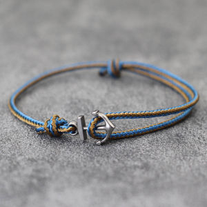 New Men Anchor Bracelet Ethnic Style Fine Rope Stainless Steel Braclet Handmade Adjustable Pulsera Viking Beach Surfing Jewelry